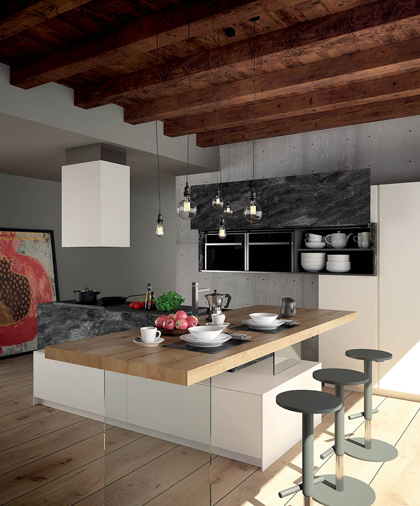 Cucina con ampio piano snack