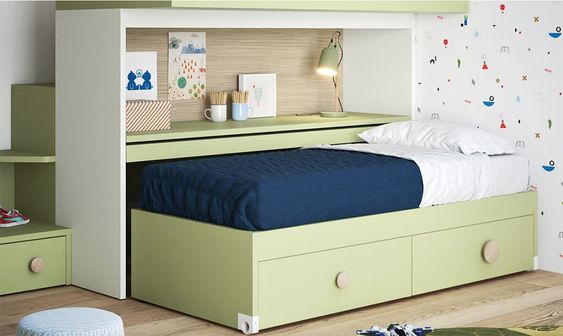 letto singolo con cassetti