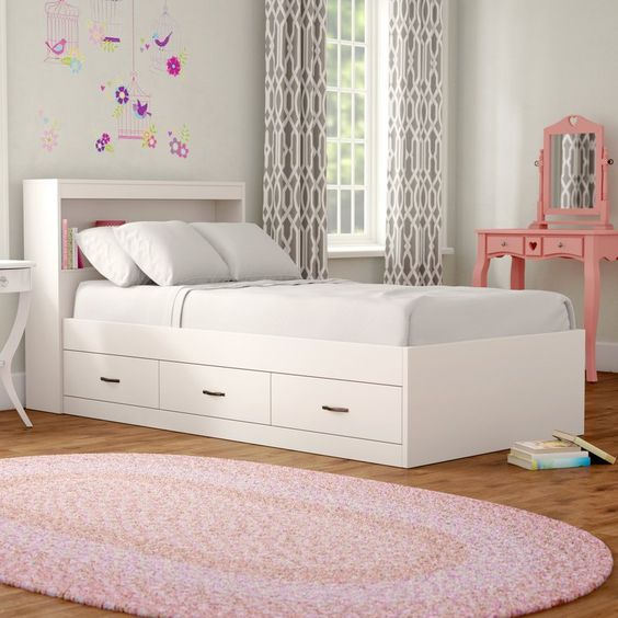 letto singolo con tre cassetti