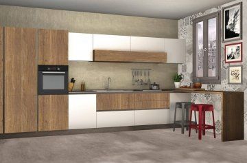cucina legno e bianca