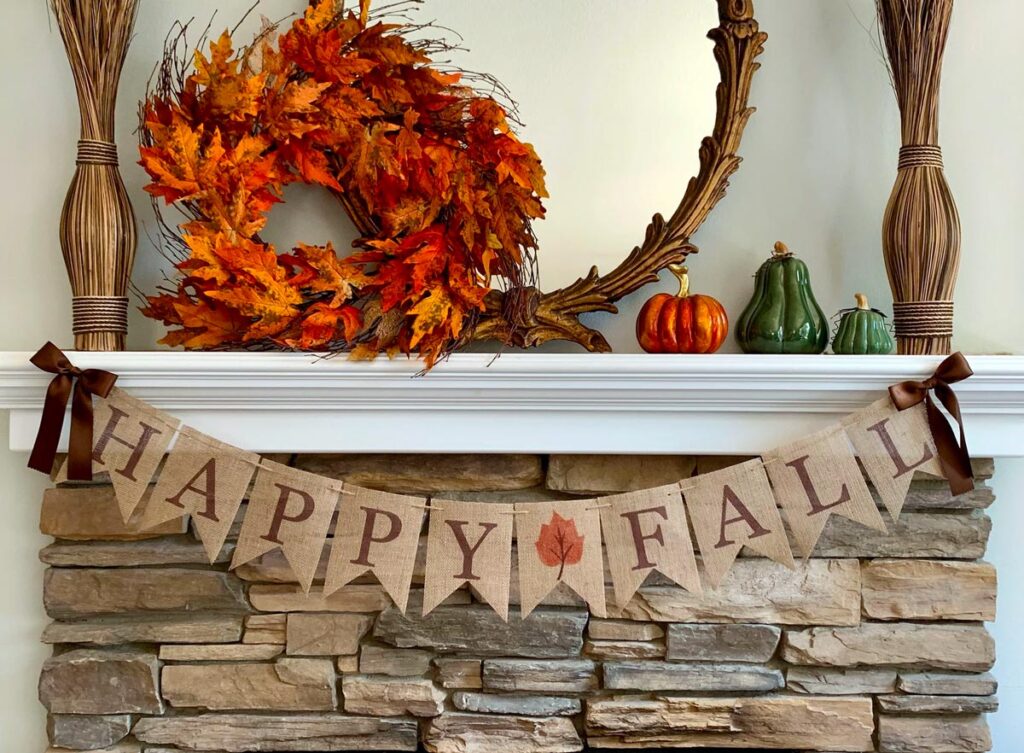 Decorazione autunnale per camino