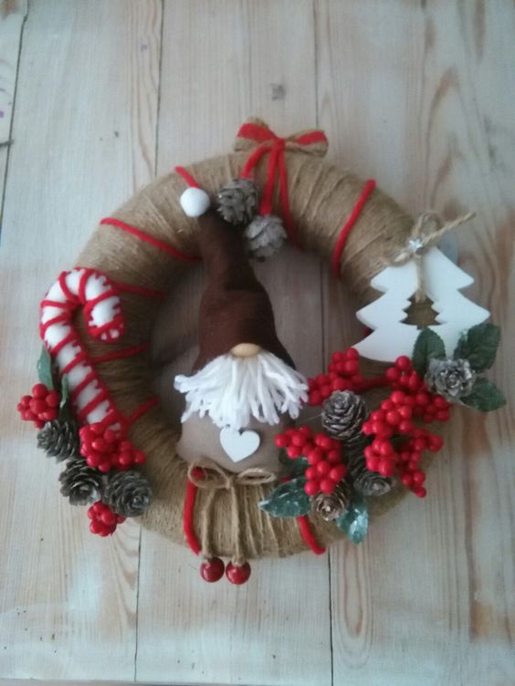 Addobbo Natale porta con il panno lenci