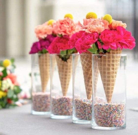 coni gelato per realizzare centrotavola