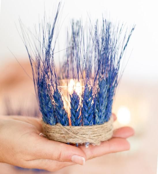 idee per decorare i portacandele con le spighe