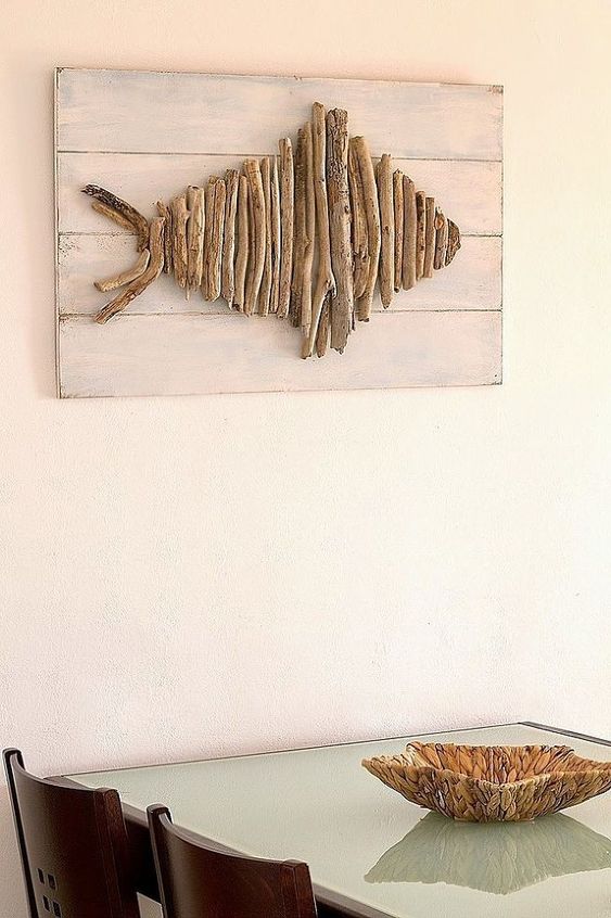 utilizzare i legnetti di mare per realizzare decorazioni da parete