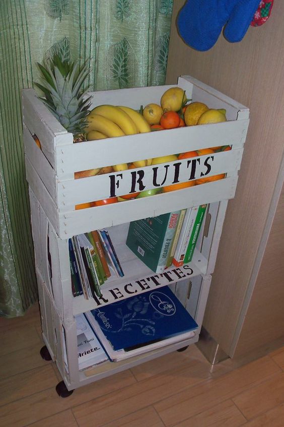 mobile contenitore con cassette in legno