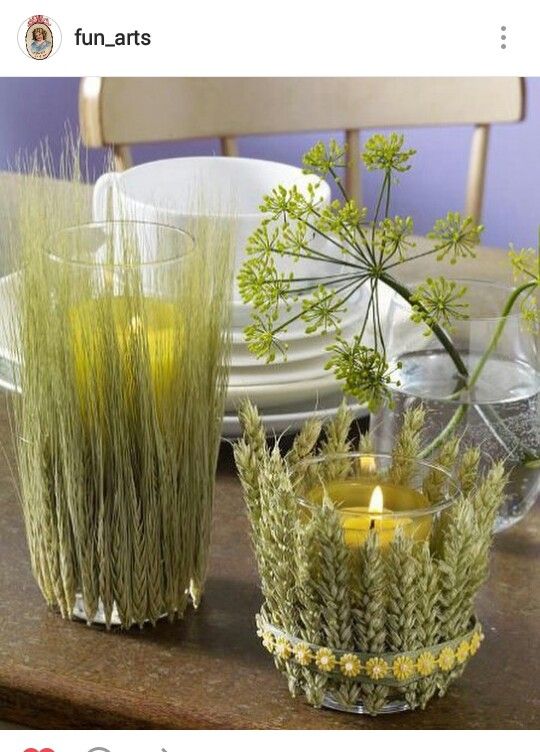 Decorare i portacandele con elementi naturali