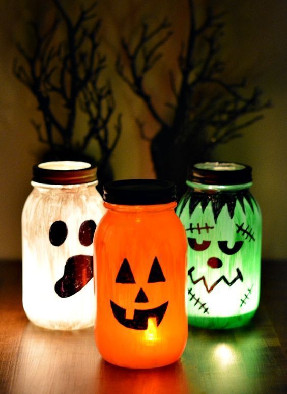 Barattoli lanterna per Halloween fai da te